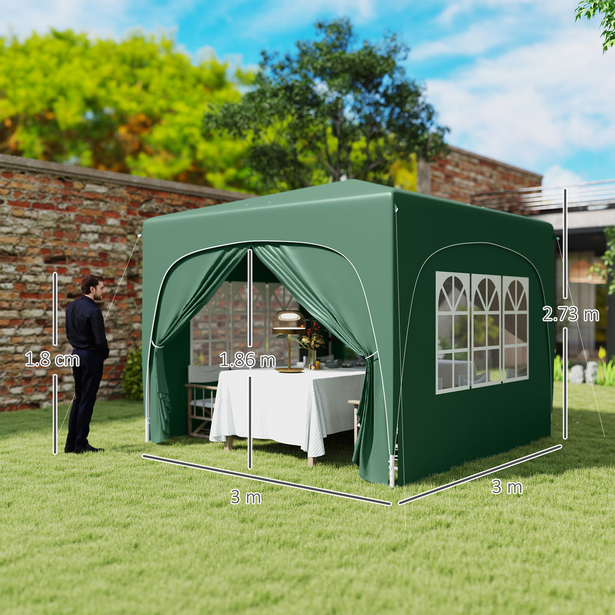 Metal Pop Up Gazebo Shelter 300cm Width x 300 Depth - Velmora