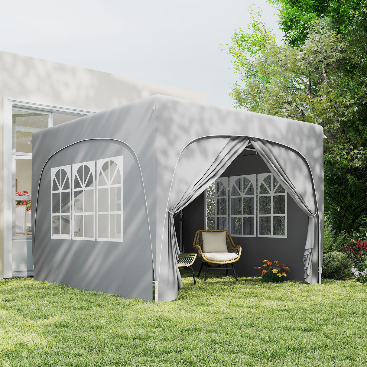 Metal Pop Up Gazebo Shelter 300cm Width x 300 Depth - Velmora
