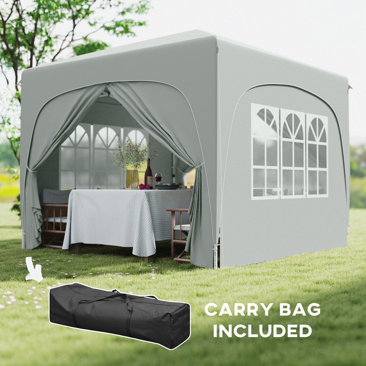 Metal Pop Up Gazebo Shelter 300cm Width x 300 Depth - Velmora