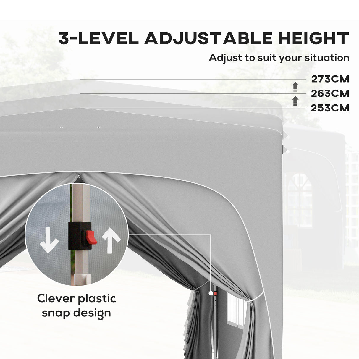 Metal Pop Up Gazebo Shelter 300cm Width x 300 Depth - Velmora