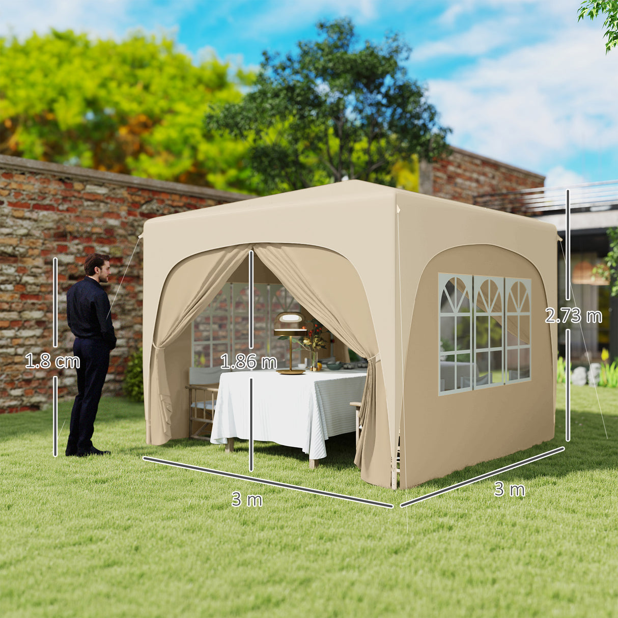 Metal Pop Up Gazebo Shelter 300cm Width x 300 Depth - Velmora