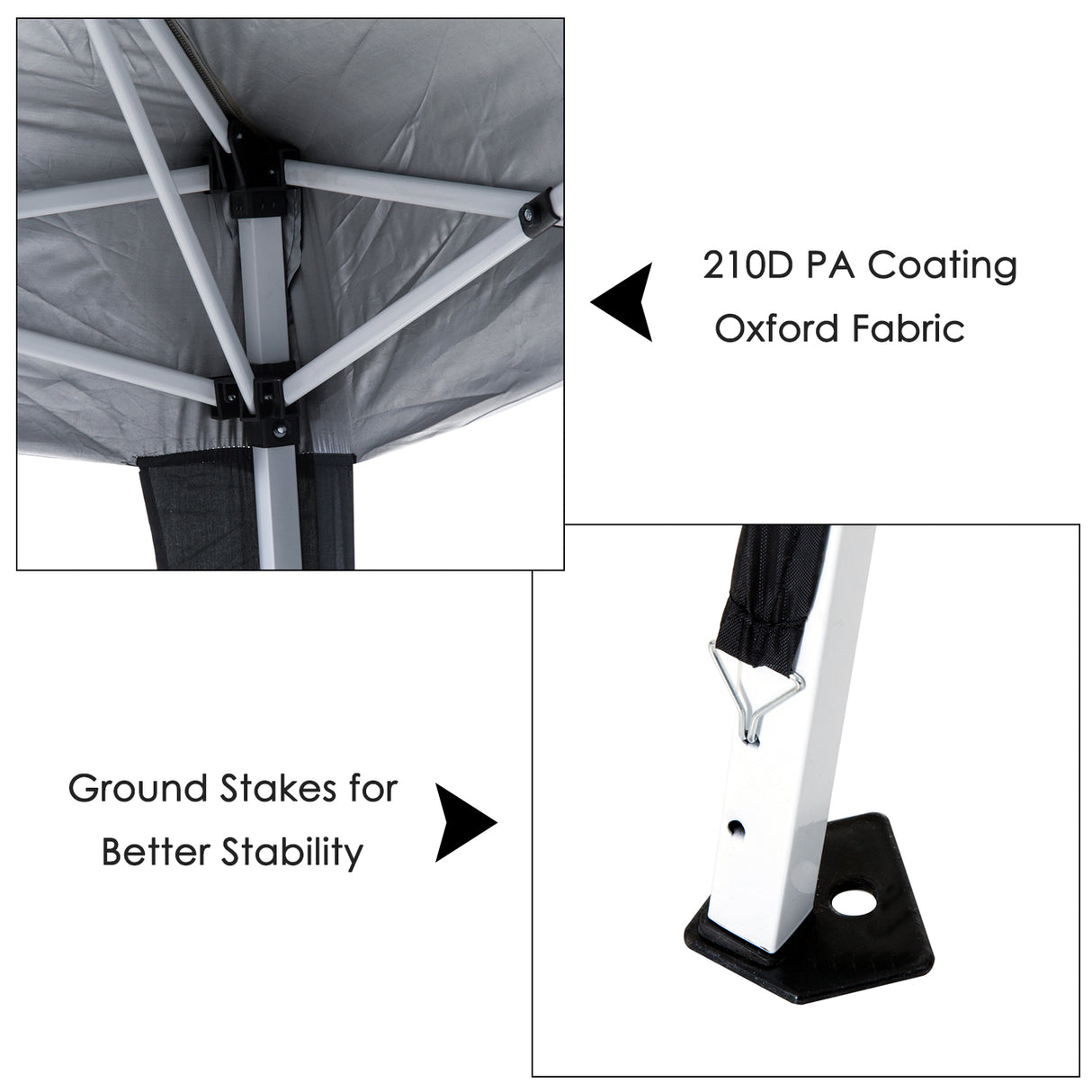 Metal Pop Up Gazebo Tent 297cm Width x 297cm Depth - Velmora