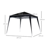 Metal Pop Up Gazebo Tent 297cm Width x 297cm Depth - Velmora