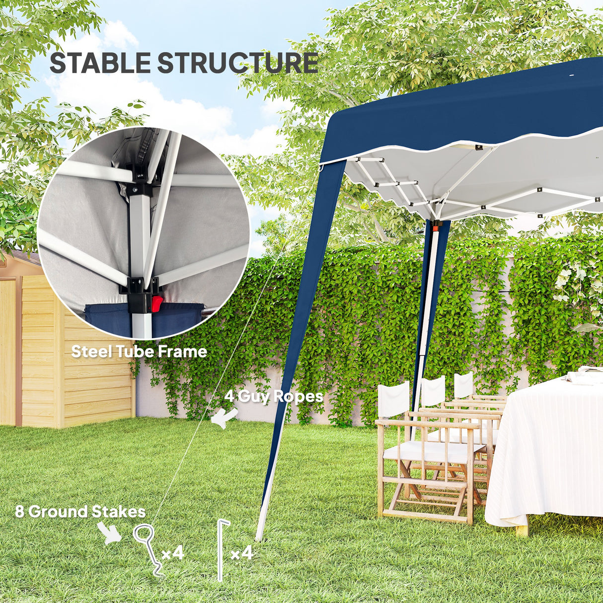Metal Pop Up Gazebo Tent 297cm Width x 297cm Depth - Velmora