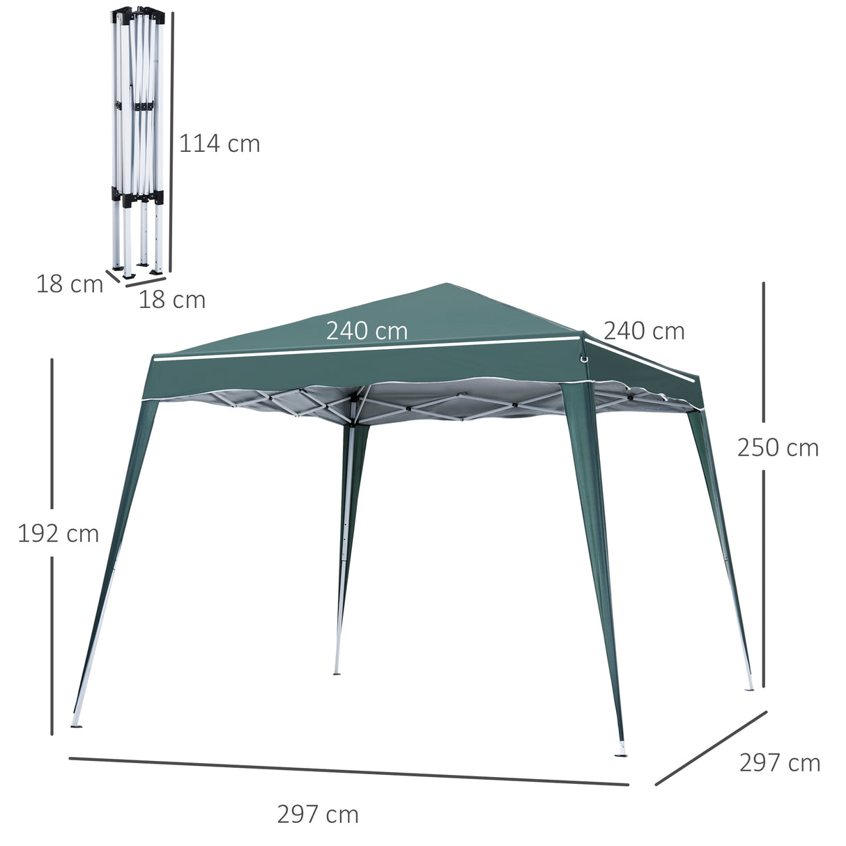 Metal Pop Up Gazebo Tent 297cm Width x 297cm Depth - Velmora