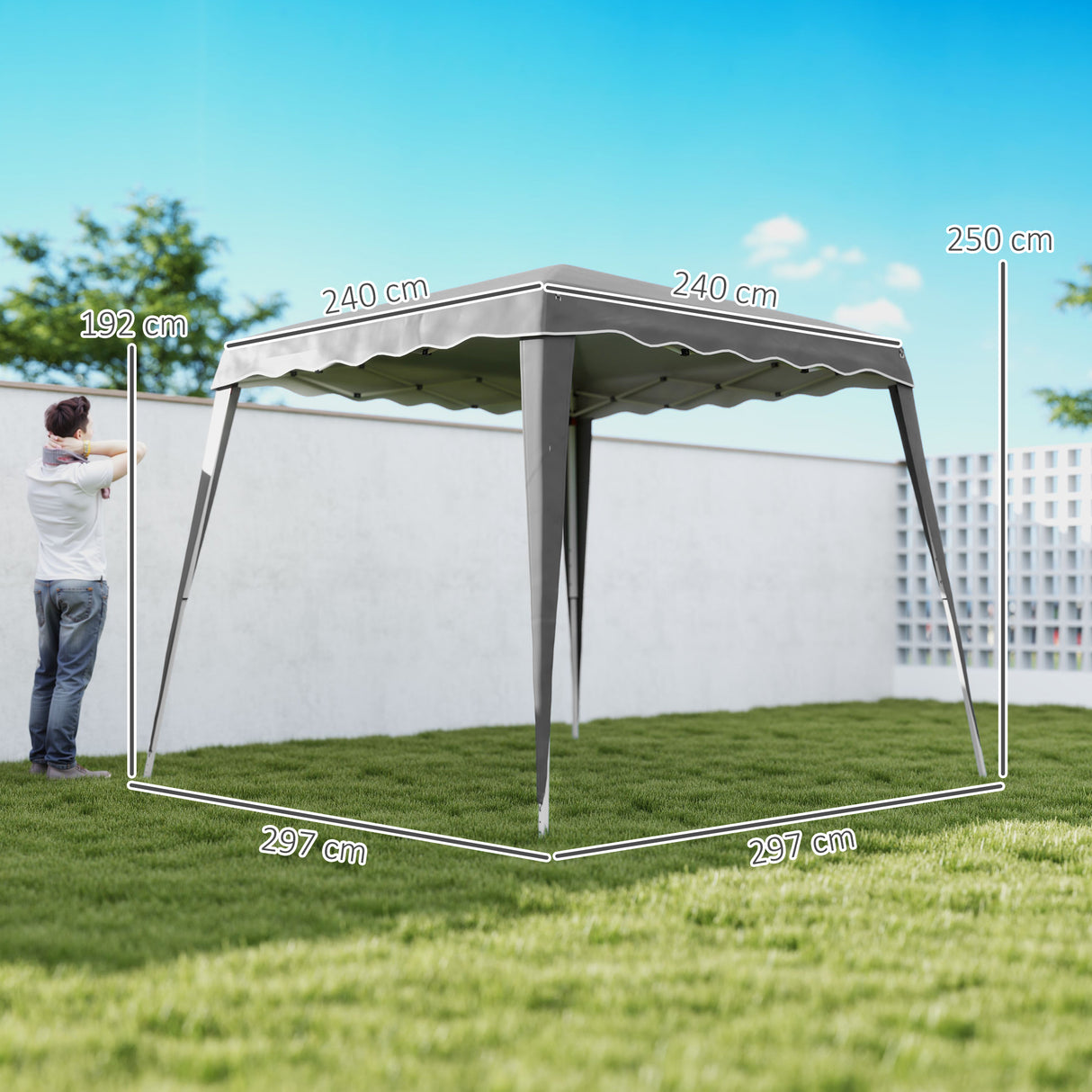 Metal Pop Up Gazebo Tent 297cm Width x 297cm Depth - Velmora