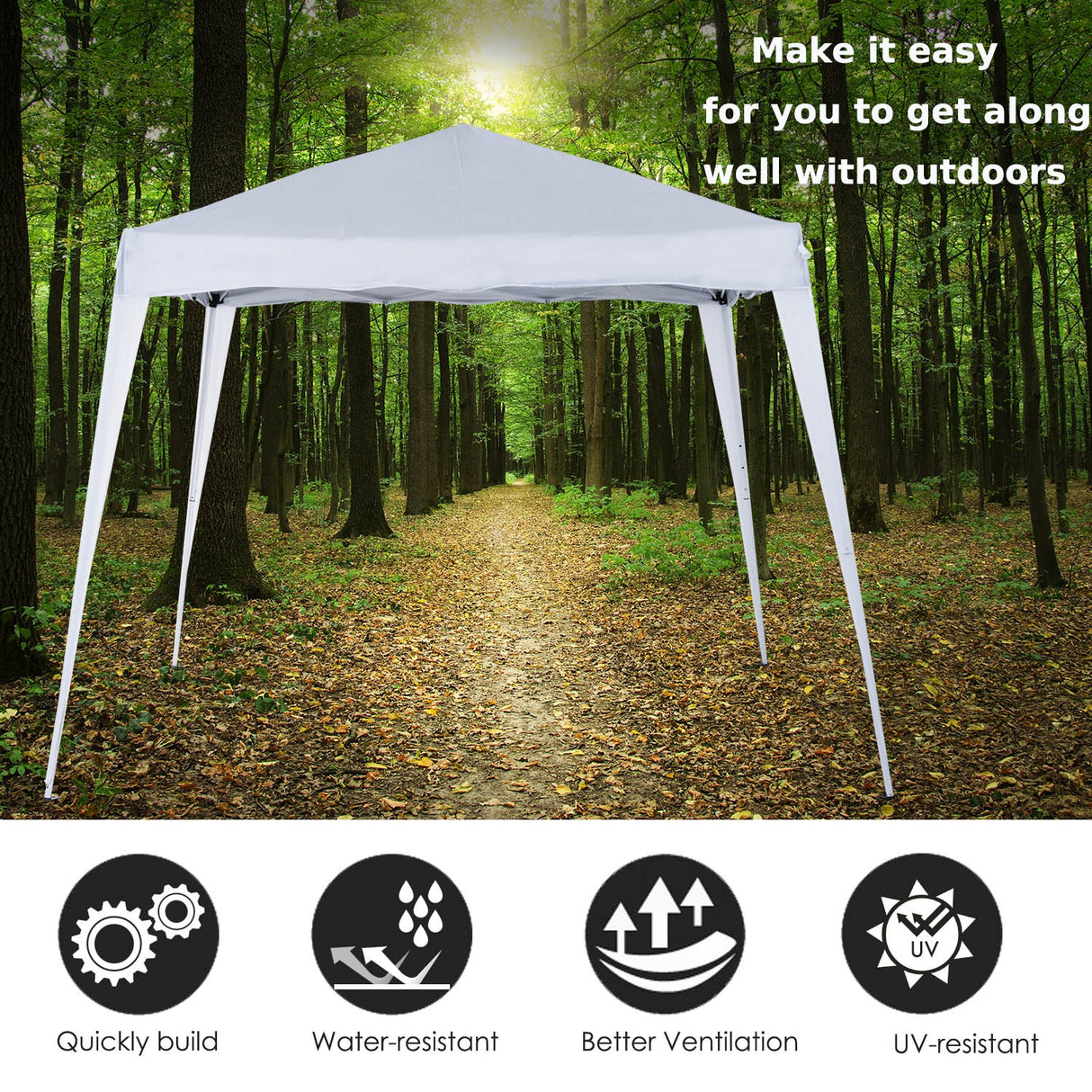 Metal Pop Up Gazebo Tent 297cm Width x 297cm Depth - Velmora