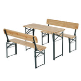 Metal Portable Folding Camping Picnic Garden Dining Set With 2 Benches - Velmora