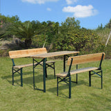 Metal Portable Folding Camping Picnic Garden Dining Set With 2 Benches - Velmora