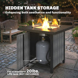 Metal Propane Gas 11.7 KW Smokeless Square Fire Pit Table for Garden - Velmora