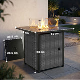 Metal Propane Gas 11.7 KW Smokeless Square Fire Pit Table for Garden - Velmora