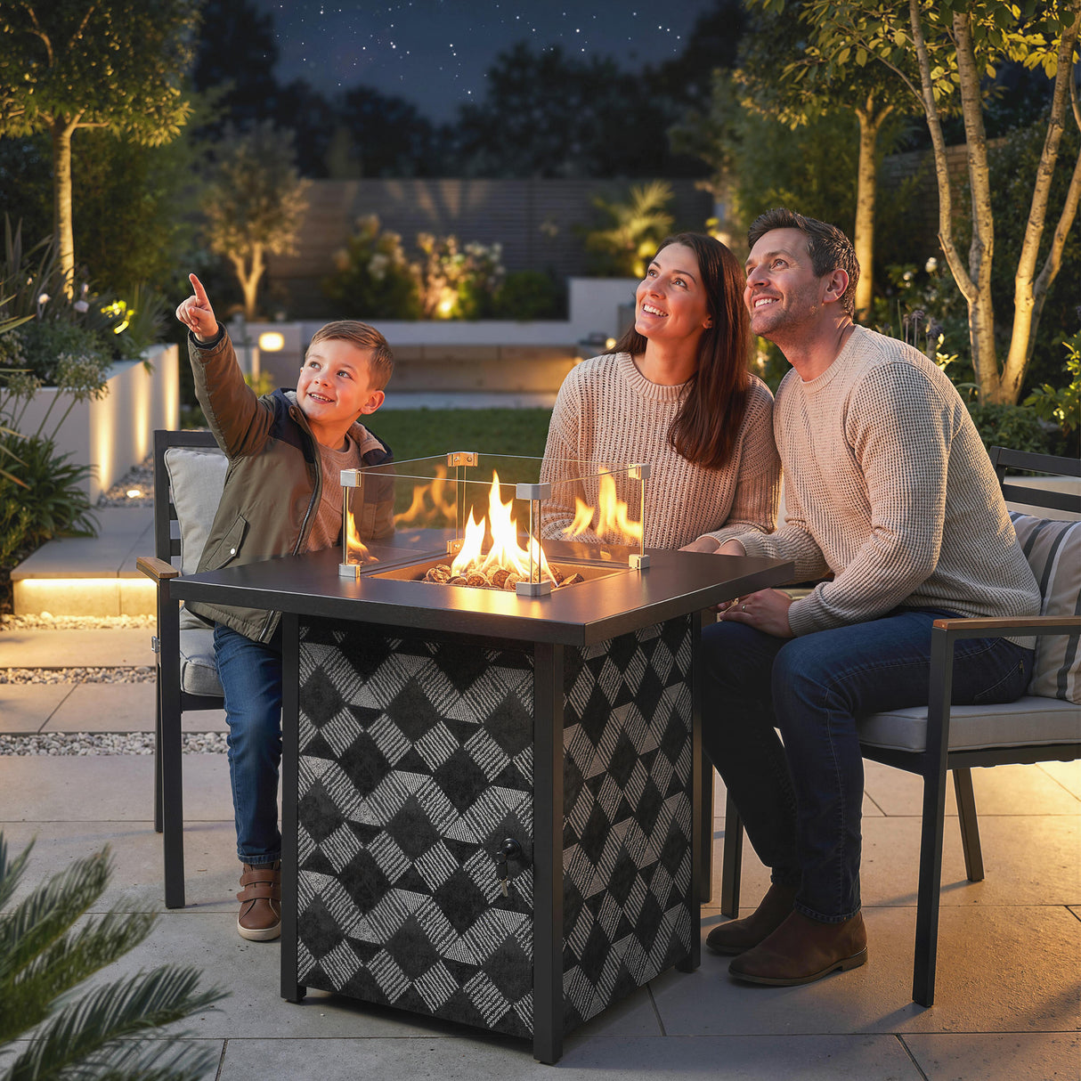 Metal Propane Gas 11.7 KW Smokeless Square Fire Pit Table for Garden - Velmora