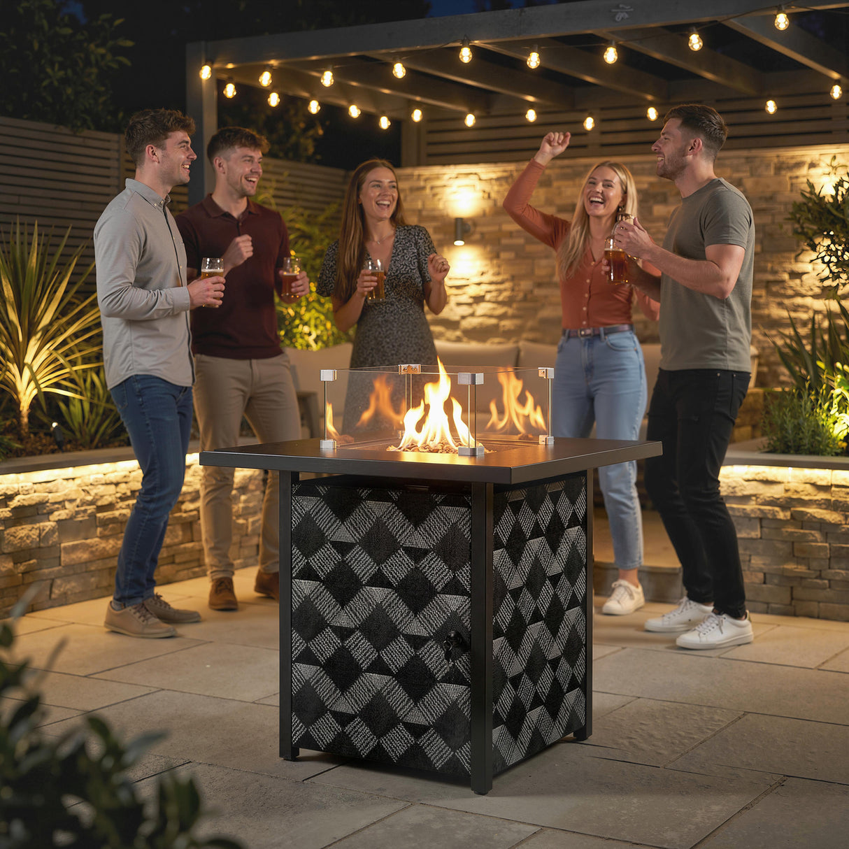 Metal Propane Gas 11.7 KW Smokeless Square Fire Pit Table for Garden - Velmora