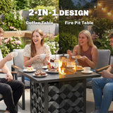 Metal Propane Gas 11.7 KW Smokeless Square Fire Pit Table for Garden - Velmora