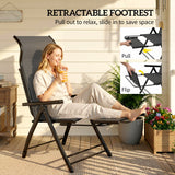 Metal Reclining Garden Sun Lounger Chairs in Set of 2 With High Back - Velmora