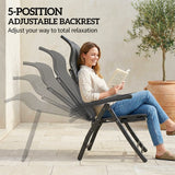 Metal Reclining Garden Sun Lounger Chairs in Set of 2 With High Back - Velmora