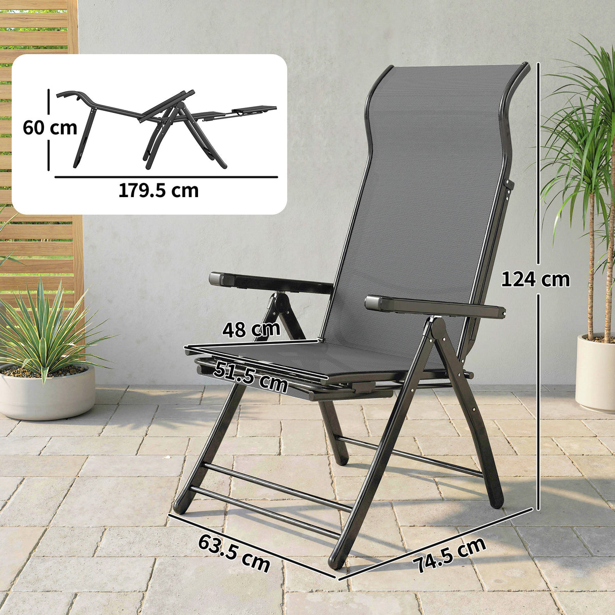 Metal Reclining Garden Sun Lounger Chairs in Set of 2 With High Back - Velmora