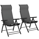 Metal Reclining Garden Sun Lounger Chairs in Set of 2 With High Back - Velmora