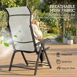 Metal Reclining Garden Sun Lounger Chairs in Set of 2 With High Back - Velmora