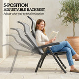Metal Reclining Garden Sun Lounger Chairs in Set of 2 With High Back - Velmora