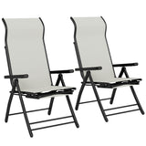 Metal Reclining Garden Sun Lounger Chairs in Set of 2 With High Back - Velmora