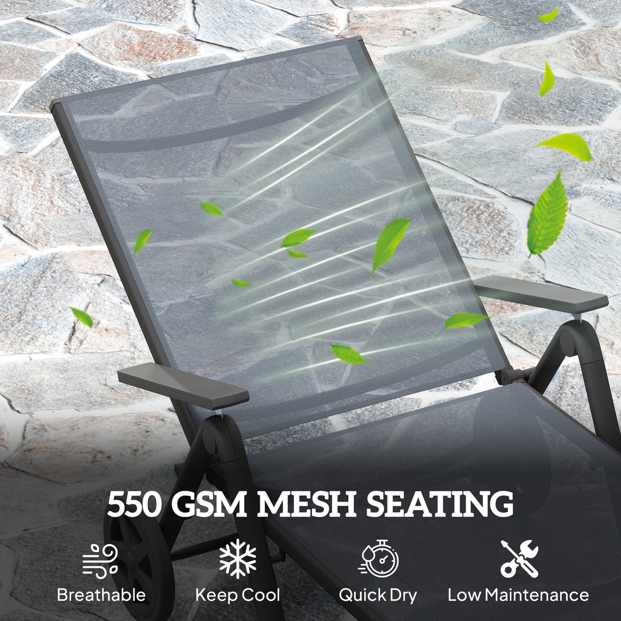Metal Reclining Garden Sun Lounger - Velmora