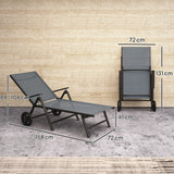 Metal Reclining Garden Sun Lounger - Velmora