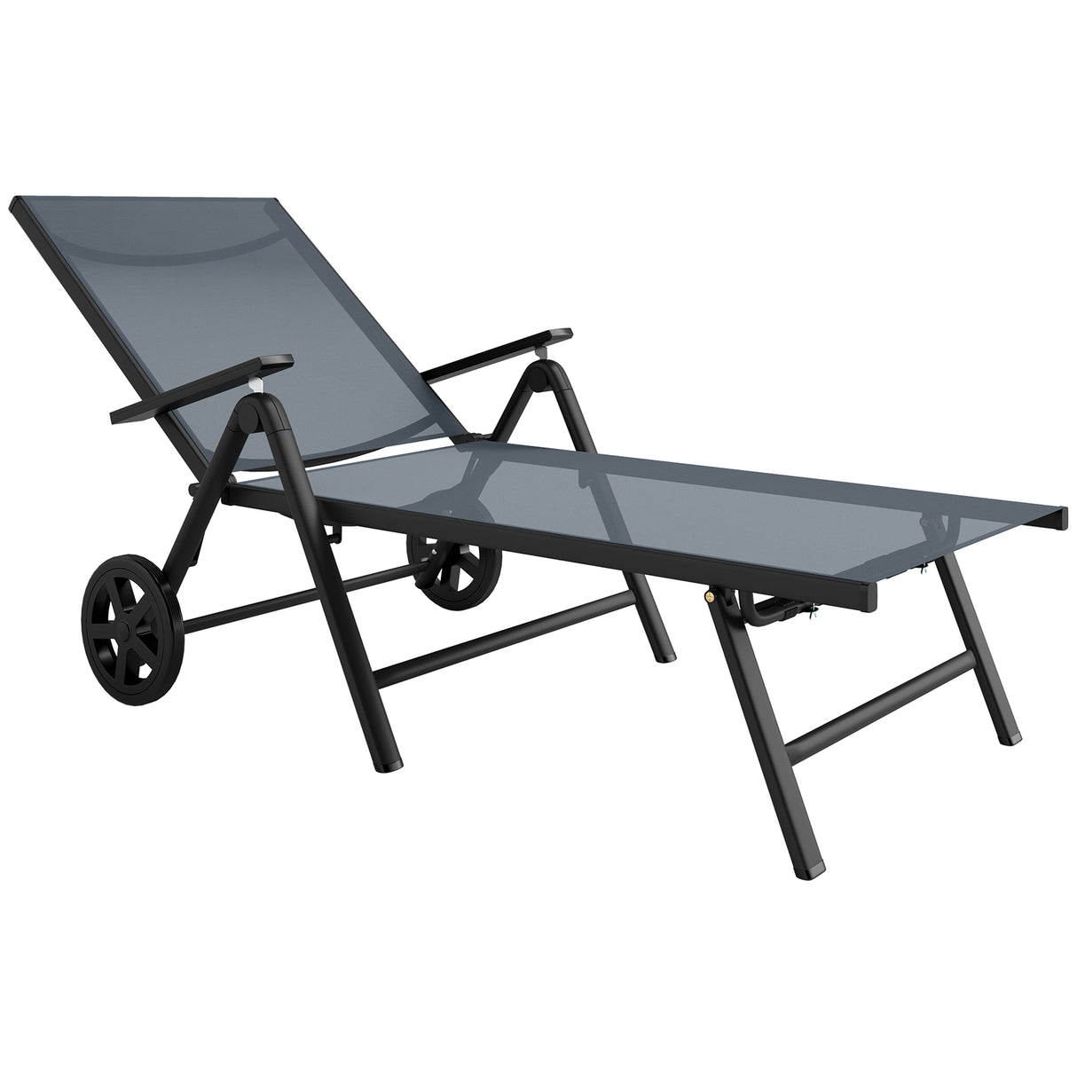 Metal Reclining Garden Sun Lounger - Velmora