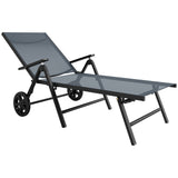 Metal Reclining Garden Sun Lounger - Velmora