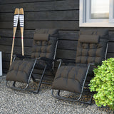 Metal Reclining Zero Gravity Garden Sun Loungers In Set of 2 With Cushions - Velmora
