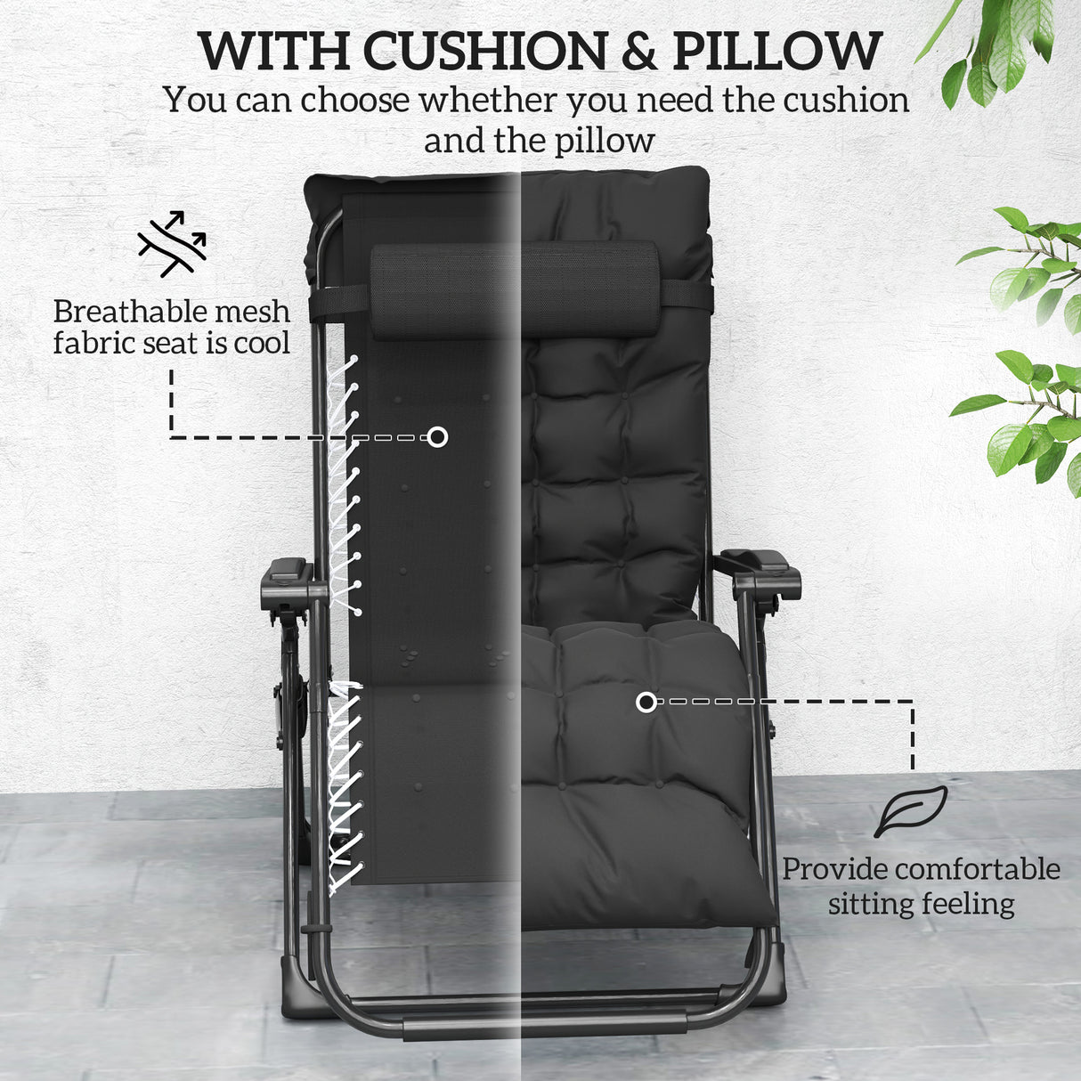 Metal Reclining Zero Gravity Garden Sun Loungers In Set of 2 With Cushions - Velmora