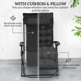 Metal Reclining Zero Gravity Garden Sun Loungers In Set of 2 With Cushions - Velmora