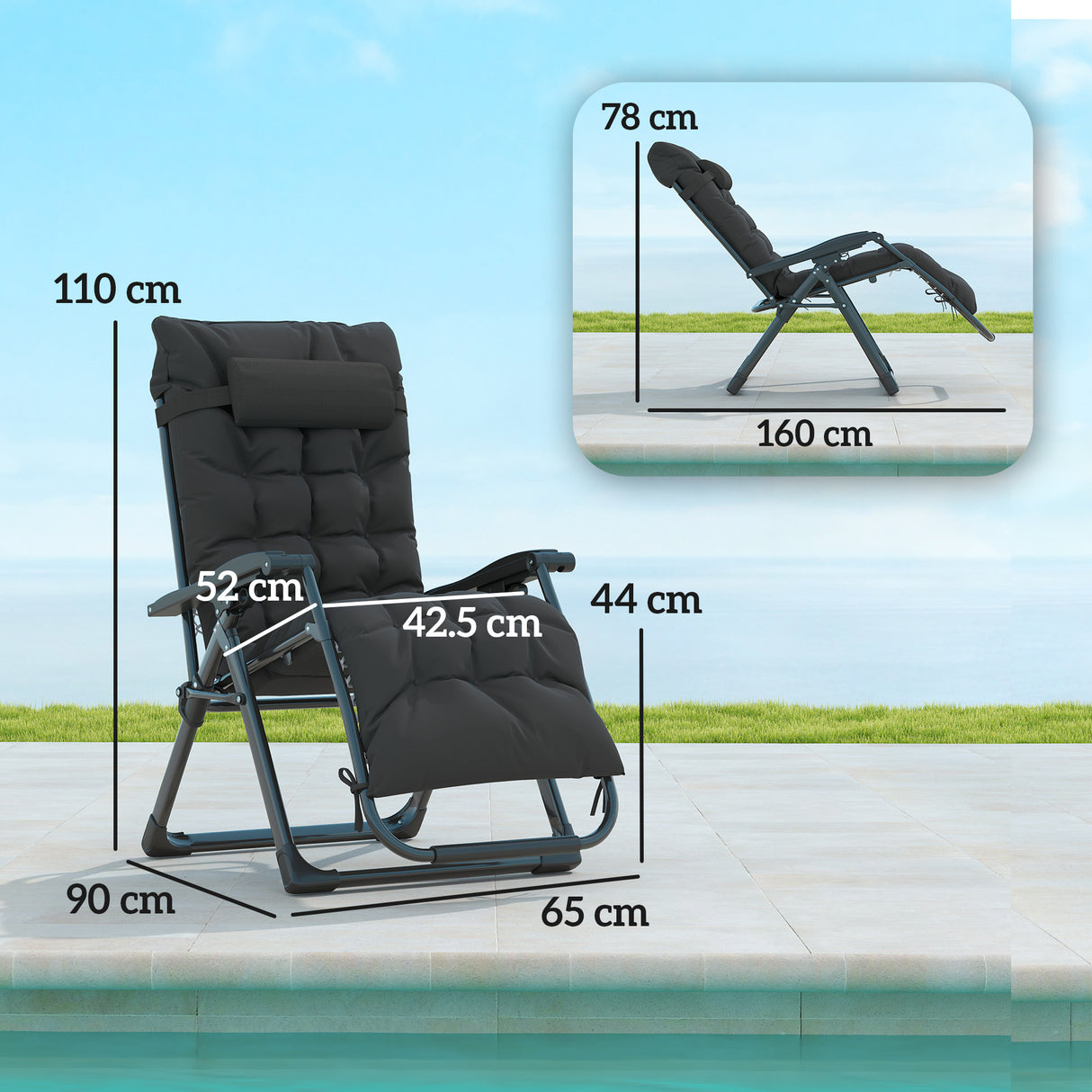 Metal Reclining Zero Gravity Garden Sun Loungers In Set of 2 With Cushions - Velmora