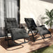 Metal Reclining Zero Gravity Garden Sun Loungers In Set of 2 With Cushions - Velmora