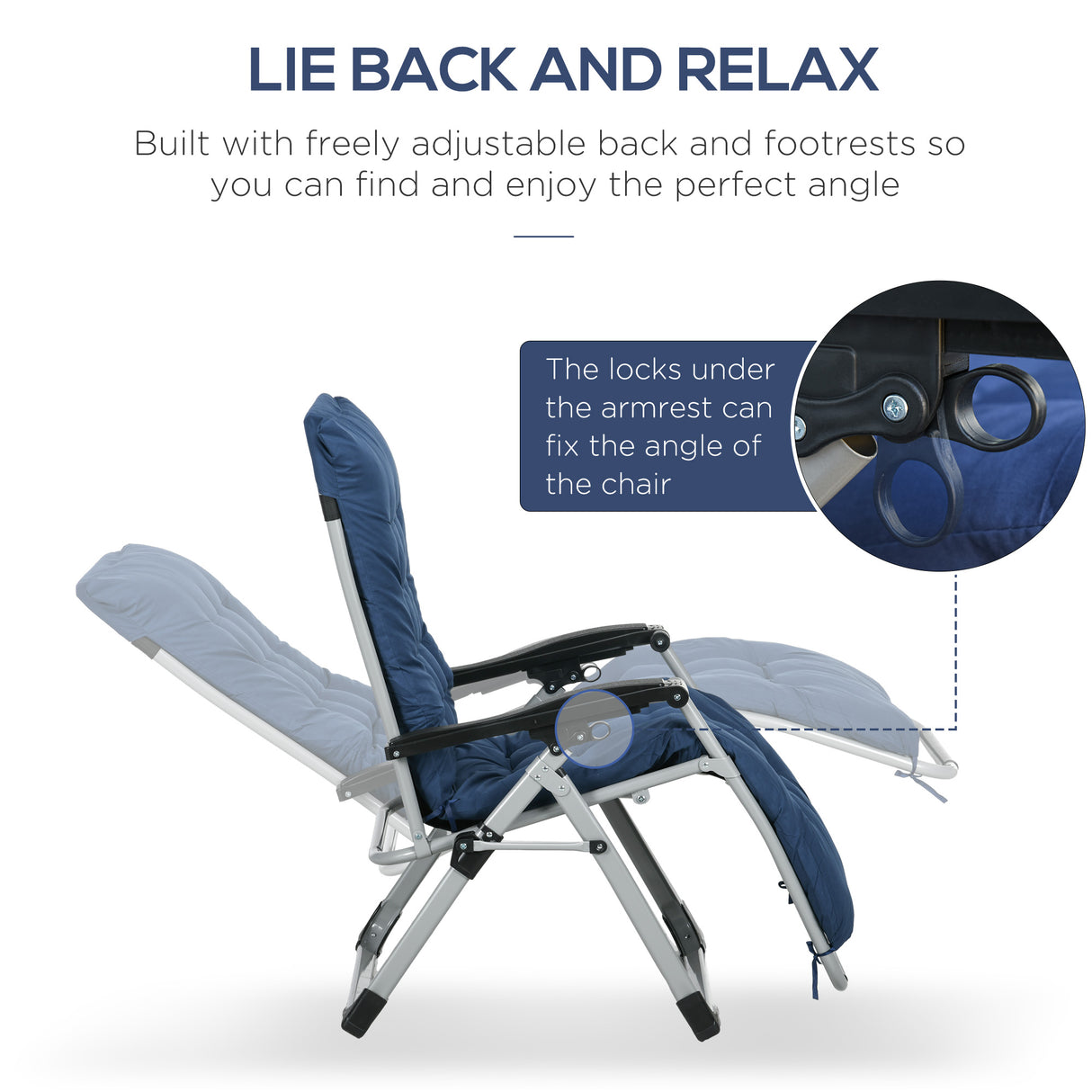Metal Reclining Zero Gravity Garden Sun Loungers In Set of 2 With Cushions - Velmora