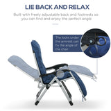 Metal Reclining Zero Gravity Garden Sun Loungers In Set of 2 With Cushions - Velmora