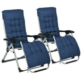 Metal Reclining Zero Gravity Garden Sun Loungers In Set of 2 With Cushions - Velmora