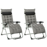Metal Reclining Zero Gravity Garden Sun Loungers In Set of 2 With Cushions - Velmora