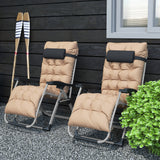 Metal Reclining Zero Gravity Garden Sun Loungers In Set of 2 With Cushions - Velmora