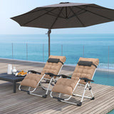 Metal Reclining Zero Gravity Garden Sun Loungers In Set of 2 With Cushions - Velmora