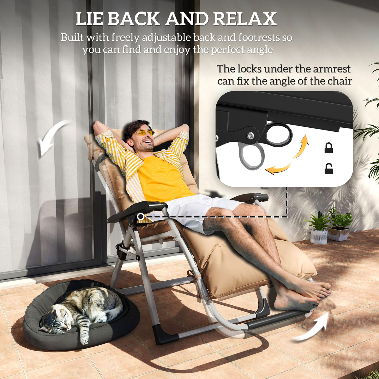 Metal Reclining Zero Gravity Garden Sun Loungers In Set of 2 With Cushions - Velmora