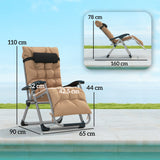Metal Reclining Zero Gravity Garden Sun Loungers In Set of 2 With Cushions - Velmora