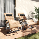 Metal Reclining Zero Gravity Garden Sun Loungers In Set of 2 With Cushions - Velmora