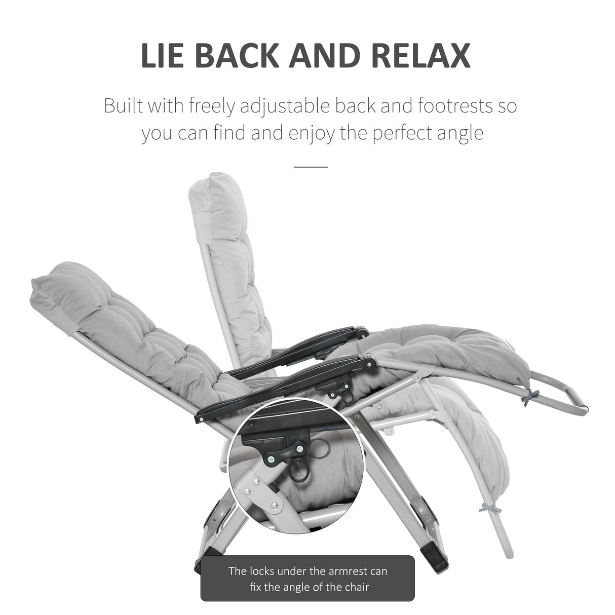 Metal Reclining Zero Gravity Garden Sun Loungers In Set of 2 With Cushions - Velmora