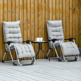 Metal Reclining Zero Gravity Garden Sun Loungers In Set of 2 With Cushions - Velmora