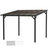 Metal Retractable Pergola Waterproof Polycarbonate Roof 306cm Width x 294cm Depth - Velmora