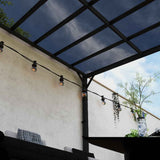 Metal Retractable Pergola Waterproof Polycarbonate Roof 306cm Width x 294cm Depth - Velmora