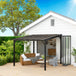 Metal Retractable Pergola Waterproof Polycarbonate Roof 306cm Width x 294cm Depth - Velmora