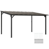 Metal Retractable Pergola Waterproof Polycarbonate Roof 428cm Width x 294cm Depth - Velmora