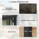 Metal Retractable Pergola Waterproof Polycarbonate Roof 428cm Width x 294cm Depth - Velmora